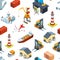 Vector isometric marine and sea port pattern