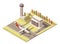 Vector isometric minimalistic low poly airport terminal building with control tower