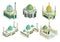 Vector isometric mosque set