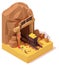 Vector isometric old gold mine and mine cart