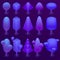 Vector isometric purple plants, ultra violet trees