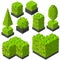 Vector isometric trees and decorative bushes