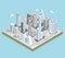 Vector isometric urban city center map with