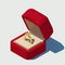 Vector isometric wedding ring in a box