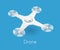 Vector isometric white quadcopter drone
