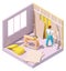 Vector isometric worker plastering wall