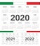 Vector Italian circle calendars 2020, 2021, 2022