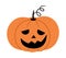 Vector jack-o-lantern icon. Halloween scary pumpkin character. Autumn all saints eve illustration. Samhain party sign design for