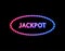 Vector Jackpot neon gradient sign isolated on black background, abstract lights on the dark background, advertising template.