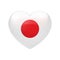 Vector Japan Flag Heart icon. Japanese glossy emblem. Country love symbol. Isolated illustration