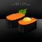 Vector Japanese Fine Dining or Sushi Bar Restaurant Realistic Smelt or Flying Fish Roe Sushi