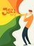 Vector jazz party poster with musician playing trumpet