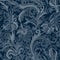 Vector Jeans background with flowers. Denim seamless pattern. Blue jeans fabric. Floral grunge background