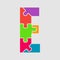 Vector jigsaw font colour puzzle piece letter - E.