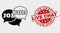 Vector Job Forum Messages Icon and Scratched Live Chat Seal