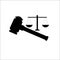Vector of judge gavel, auction hammer with scales