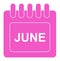 Vector june on monthly calendar pink icon
