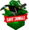 Vector jungle rainforest emblem with channel-billed toucan