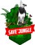 Vector jungle rainforest emblem with  harpy eagle
