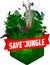 Vector jungle rainforest emblem with platypus, Lyrebird, Echidna and butterflies