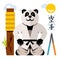 Vector Karate Panda. Flat style colorful Cartoon illustration.