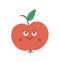 Vector kawaii apple illustration. Back to school educational clipart. Cute flat style smiling fruit with eyes. Funny picture for