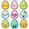 Vector kawaii egg emoji easter stickers