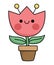 Vector kawaii flower pot with tulip icon for kids. Cute Easter symbol illustration. Funny cartoon character. Adorable spring
