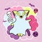 Vector kawaii illustration Halloween cat and