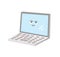 Vector kawaii laptop illustration. Back to school educational clipart. Cute flat style smiling computer with eyes. Funny picture
