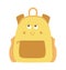 Vector kawaii schoolbag illustration. Back to school educational clipart. Cute flat style smiling backpack with eyes. Funny