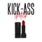 Vector kick lipstick poster. Funny woman fashion illustration poster. Luxury cosmetics red lip gloss. Make up beauty print.