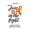 Vector Kidney Cancer Awareness Calligraphy Poster Design. Stroke Orange Ribbon. March is Cancer Awareness Month