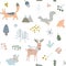 Vector Kids, Children or Infants Seamless Repeat Pattern, Winter Forrest