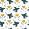Vector kids seamless background spring pattern with scandinavian bird and flower for baby shower, summer textile design