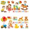 Vector kindergarten pattern with boys and girls