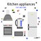 Vector kitchen appliances set of icons in flat line style