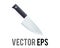 Vector kitchen knife with a long steel blade icon with black handle