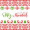 Vector knitted seamless pattern with lettering Feliz Navidad translated Merry Christmas. Happy Holidays pixel frame.