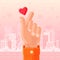 Vector korean heart hand gesture concept in flat style