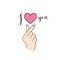 Vector Korean symbol hand heart `I Love You` isolated on white