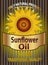 Vector label for refined sunflower oil with sunflower