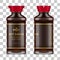 Vector labeled full glass soy sauce bottle on transparent background