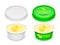 Vector labeled plastic round container with butter within.