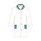 Vector laboratory uniform, white gown icon flat