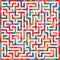 Vector Labyrinth Pink Orange Blue Maze Square on White Background