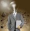 Vector Lamp Head Businessman With Laptop