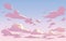 Vector landscape sky clouds. Pink sky