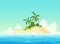 Vector Landscape with tropical island - Scenic paradise nature for poster or travel banner.