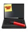 Vector laptop with highlighter and sticky paper
